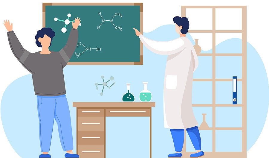 science teacher and student