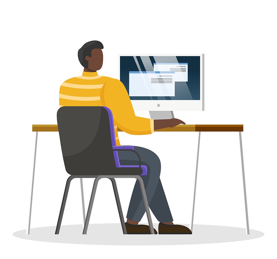 student at computer